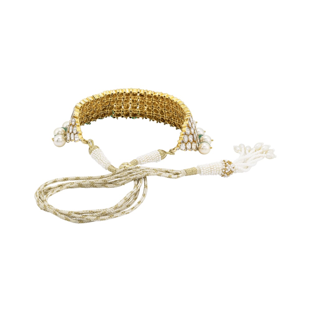 Polki Diamond Choker with Multi-Row Design and Pearl Drops